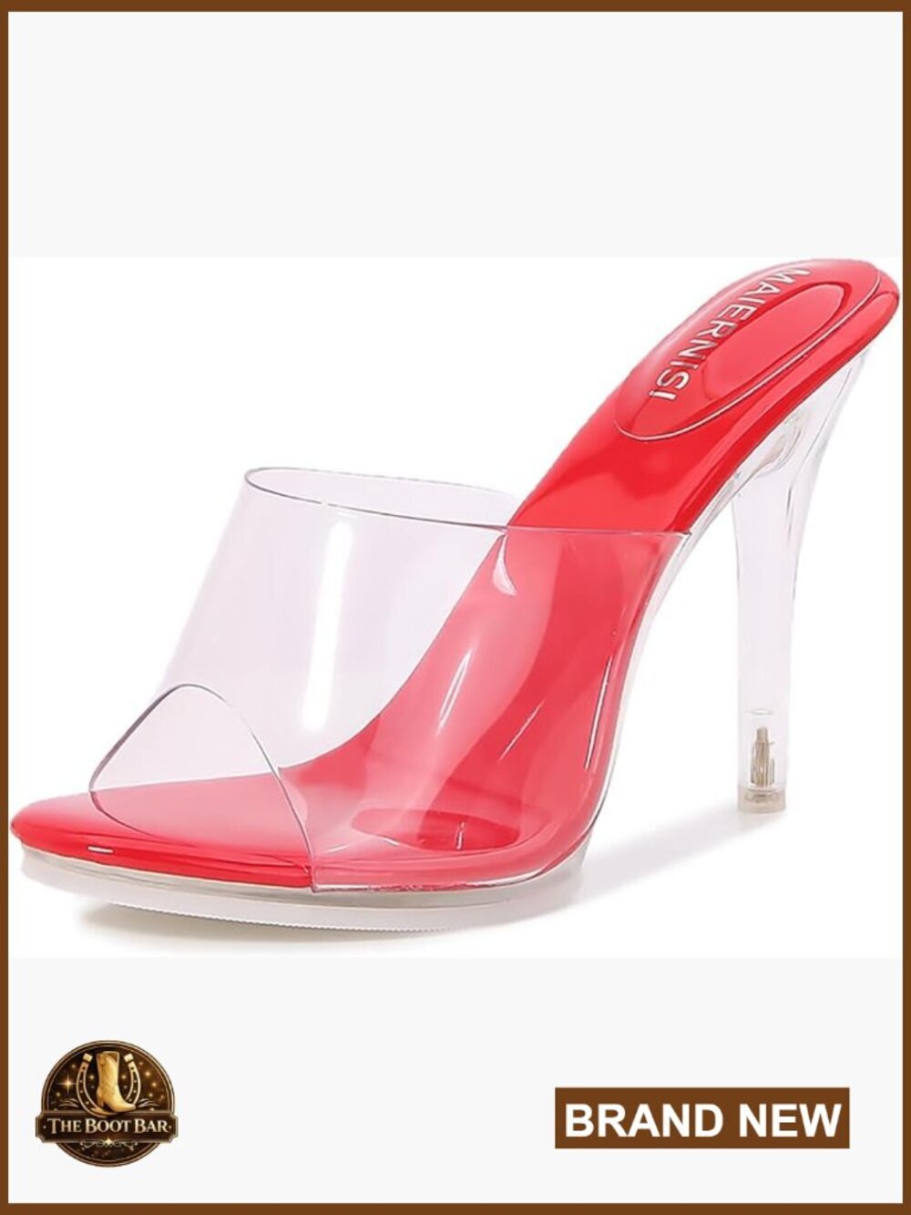 Clear Heeled Sandals with Single Strap Stiletto Heel Open Toe Mules